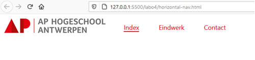 CSS opmaak horizontale navigatie voorbeeld